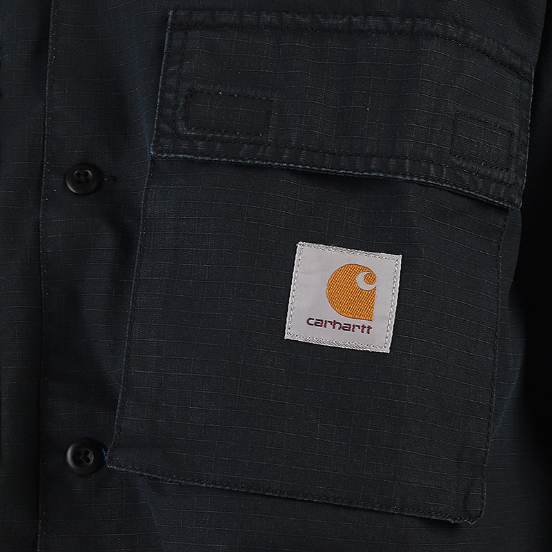 мужская синяя рубашка Carhartt WIP S/S Wynton Shirt I030456-black/amalfi - цена, описание, фото 2